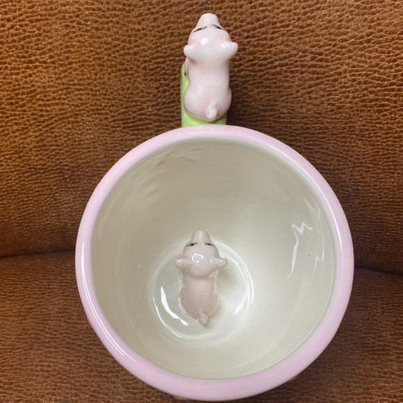 Global Design Connections pink/lime color Polka Dots pigs Coffee Mug 12oz - Picture 4 of 7